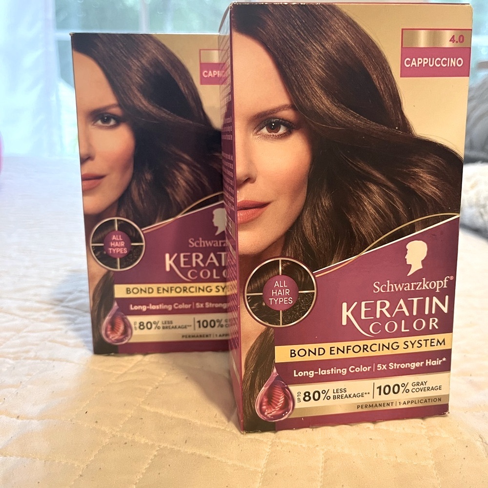 Schwarzkopf Keratin Color - Rich Dark Brown Hair Cappuccino Dye- 2-pack